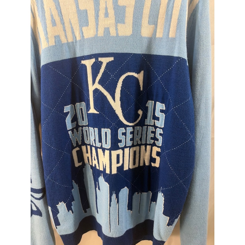 Klew Kansas City Royals 2015 World Series Champions Sweater Mens Large Blue MLB - Picture 2 of 8